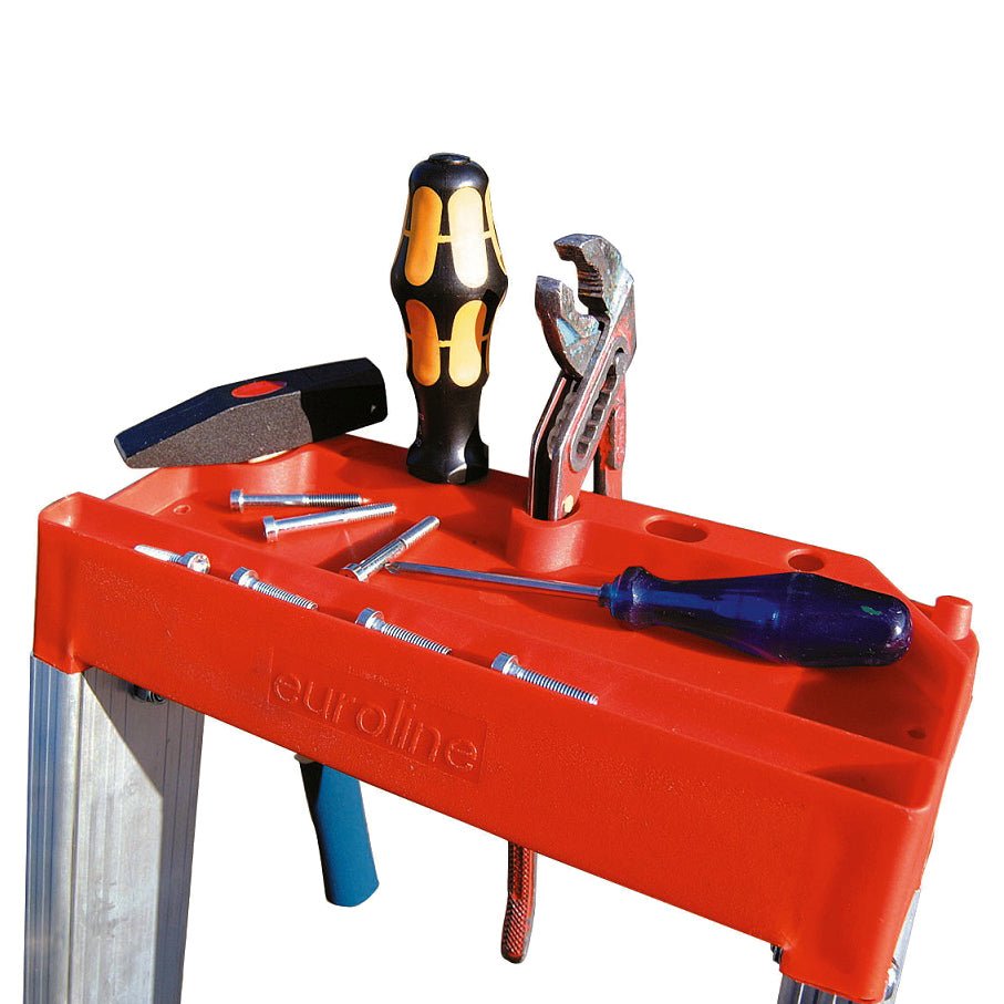 euroline 32577 PREMIUM line Alu - Stufenstehleiter mit Sicherheitsbrücke - Topleiter