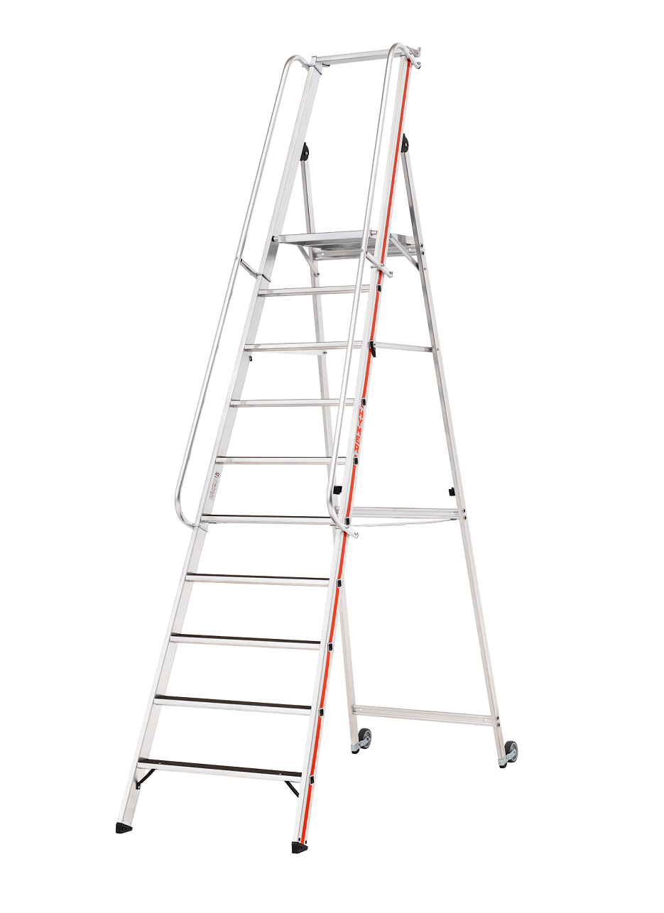 Hymer Plattformleiter R13 8681 mit Kipprollen und langem Handlauf - Topleiter