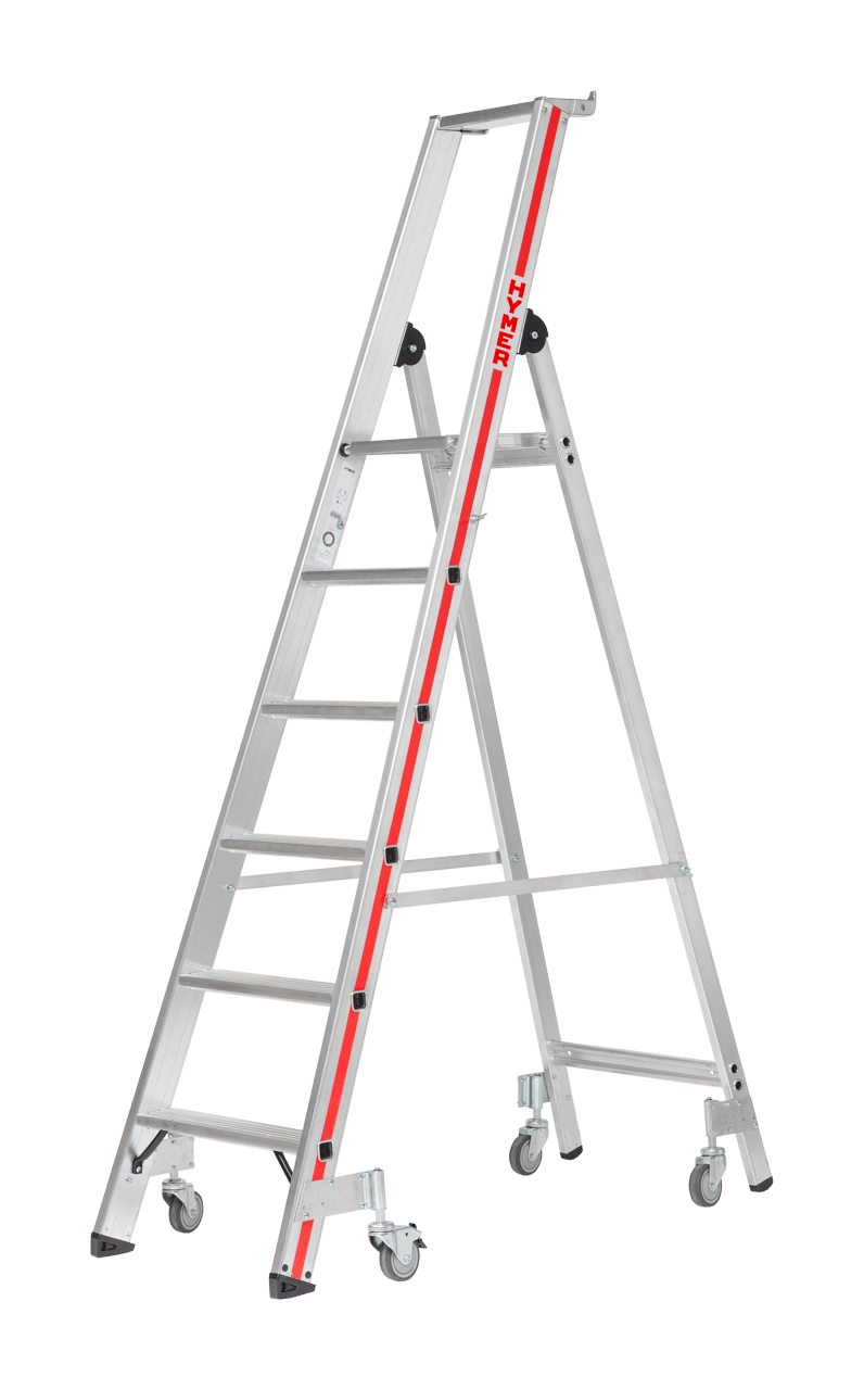 Stufenstehleiter 8226 mit Plattform und Rollen, einseitig begehbar - Topleiter