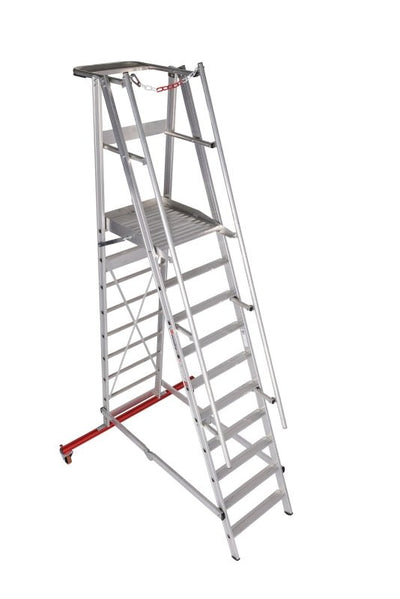 euroline PREMIUM line Aluminium - Podestleiter fahrbar, klappbar 32777 - Topleiter