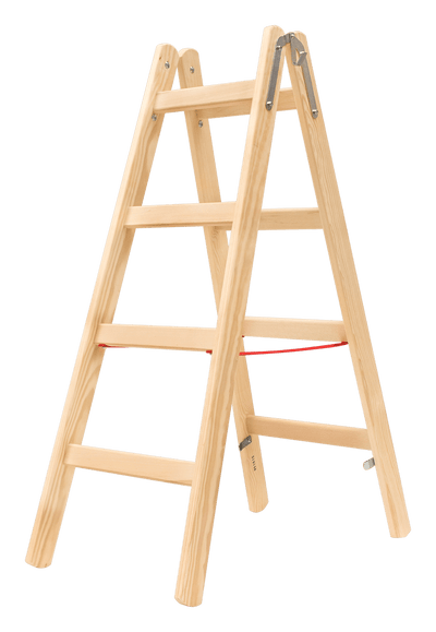 Hymer Holz - Sprossenstehleiter 71410, beidseitig begehbar - Topleiter