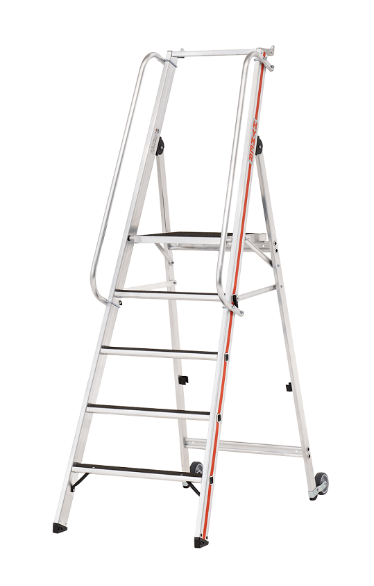 Hymer Plattformleiter R13 8681 mit Kipprollen und langem Handlauf - Topleiter