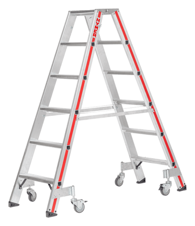 Stufenstehleiter 8224 mit Rollen, beidseitig begehbar - Topleiter